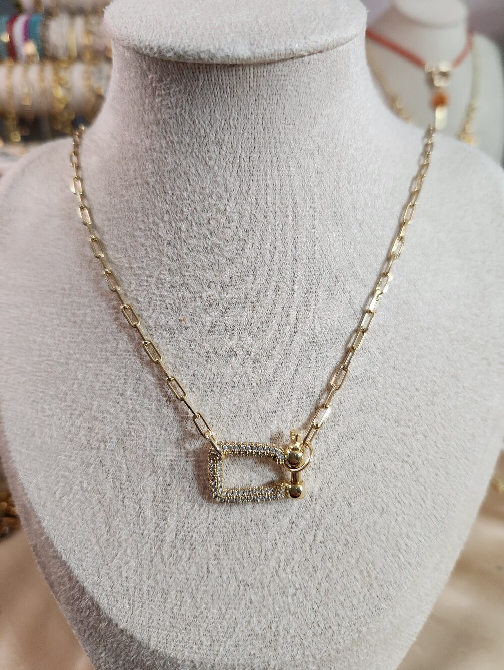 Iced Clasp Charm Holder Necklace